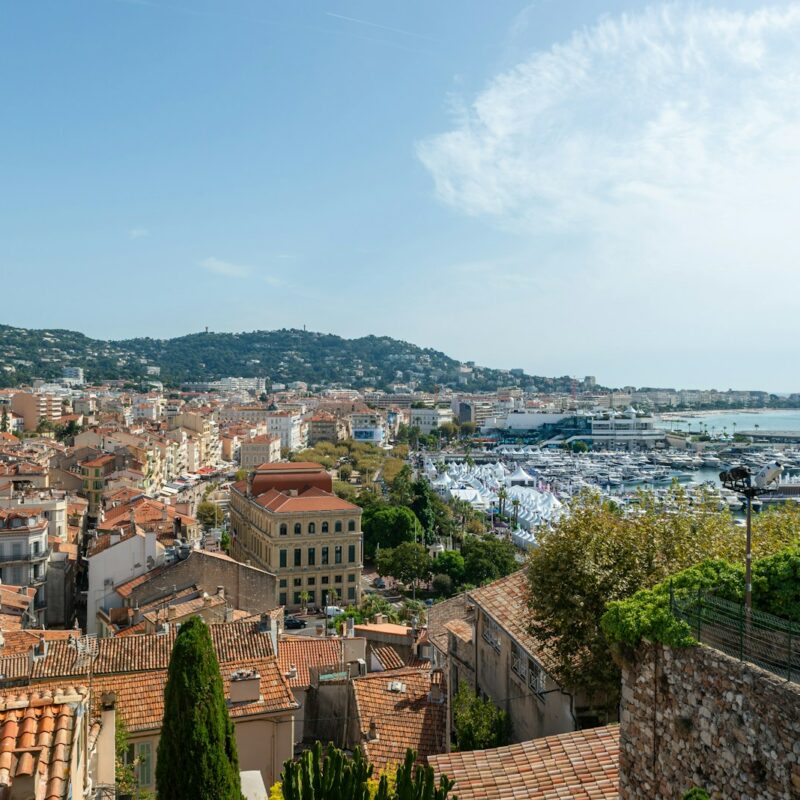 a view of a city with boats in the water