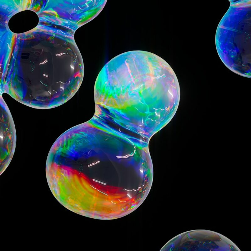 a group of soap bubbles floating in the air